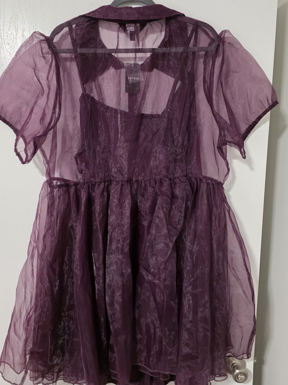 Torrid Nightfall Sheer Plum Button-Front Dress - Picture 2 of 3